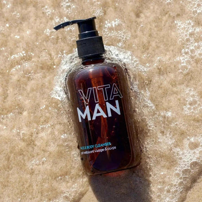 VITAMAN Australia face and body cleanser in a clear bottle, gentle facial cleanser for healthy skin on face and body