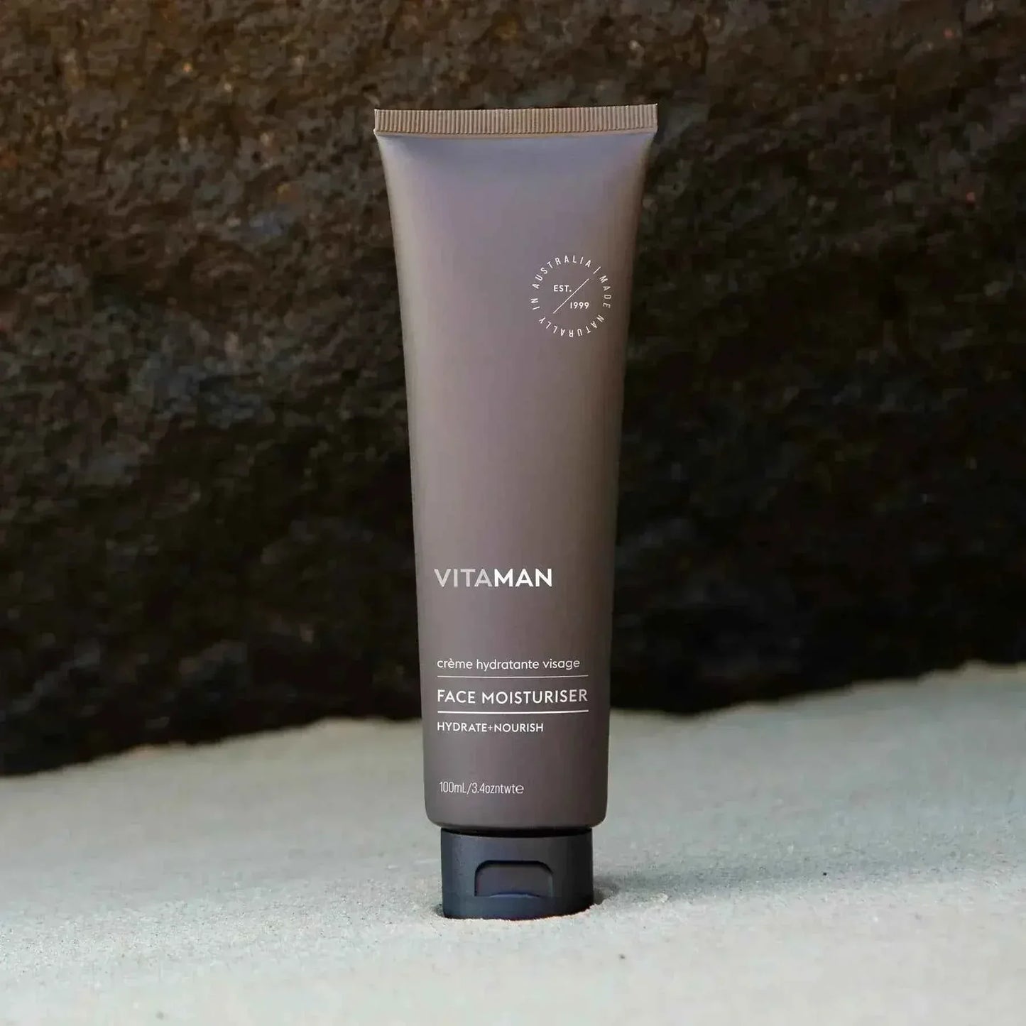 VITAMAN Australia face moisturizer bottle, 100ml, with a clean, natural design and label visible.