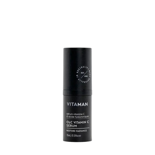 VITAMAN Australia OzC Vitamin C Serum 15ml for face, clear glass bottle with dropper, skincare product for brightening and revitalizing skin
