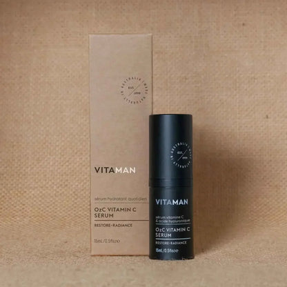 VITAMAN Australia OzC Vitamin C Serum 15ml for face, clear bottle with dropper, skincare product for brightening and rejuvenation