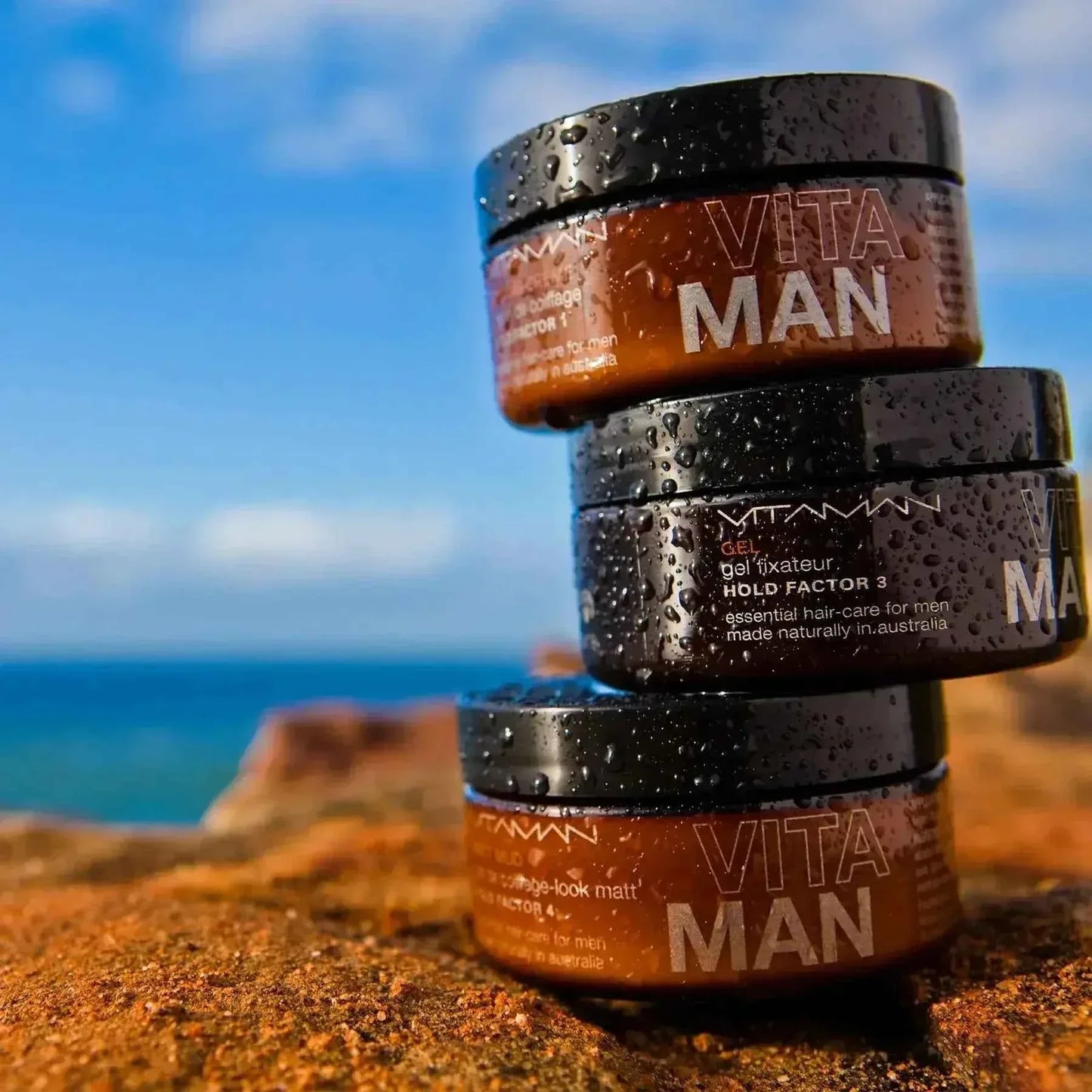 VITAMAN Australia men's medium hold hair gel in 100g tube, ideal for styling and essential skin care.