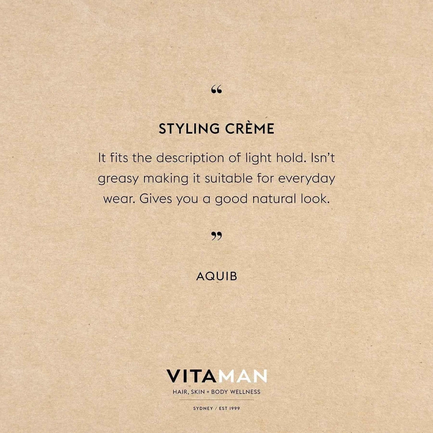 VITAMAN Australia Hair Styling Creme Light Hold in 100g jar, designed for effortless, flexible hairstyle styling.