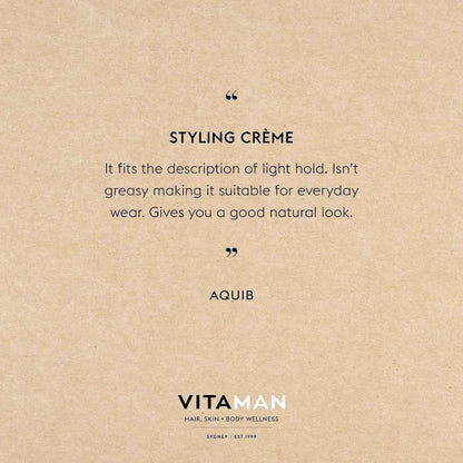 VITAMAN Australia Hair Styling Creme Light Hold in 100g jar, designed for effortless, flexible hairstyle styling.