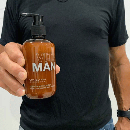 VITAMAN Australia Leave-In Hair Moisturiser 250ml bottle with pump for hydrating and nourishing hair care.