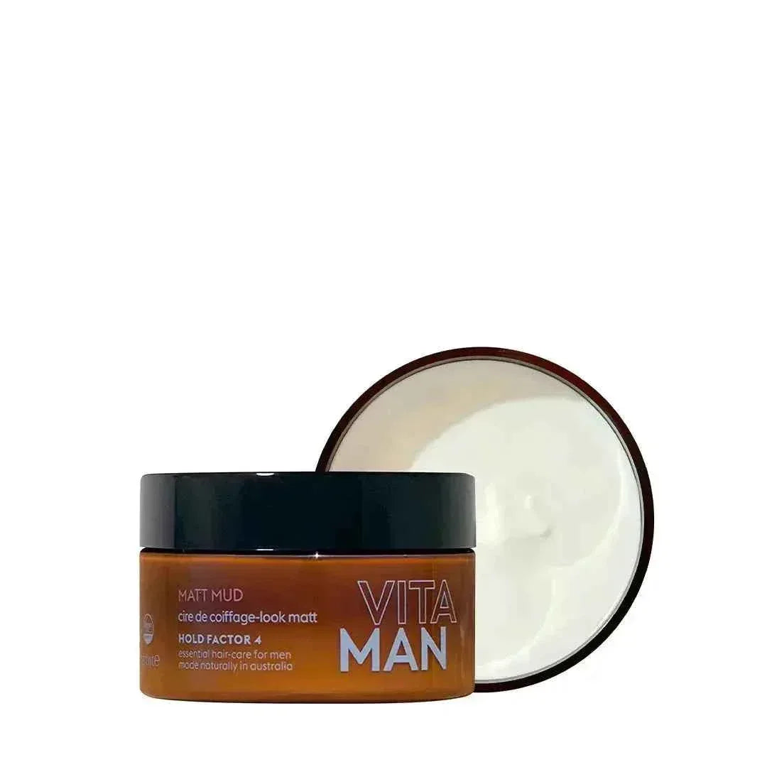 VITAMAN Australia Matt Mud Max Hold 100g hair styling clay with a natural matte finish and strong hold for all-day style.