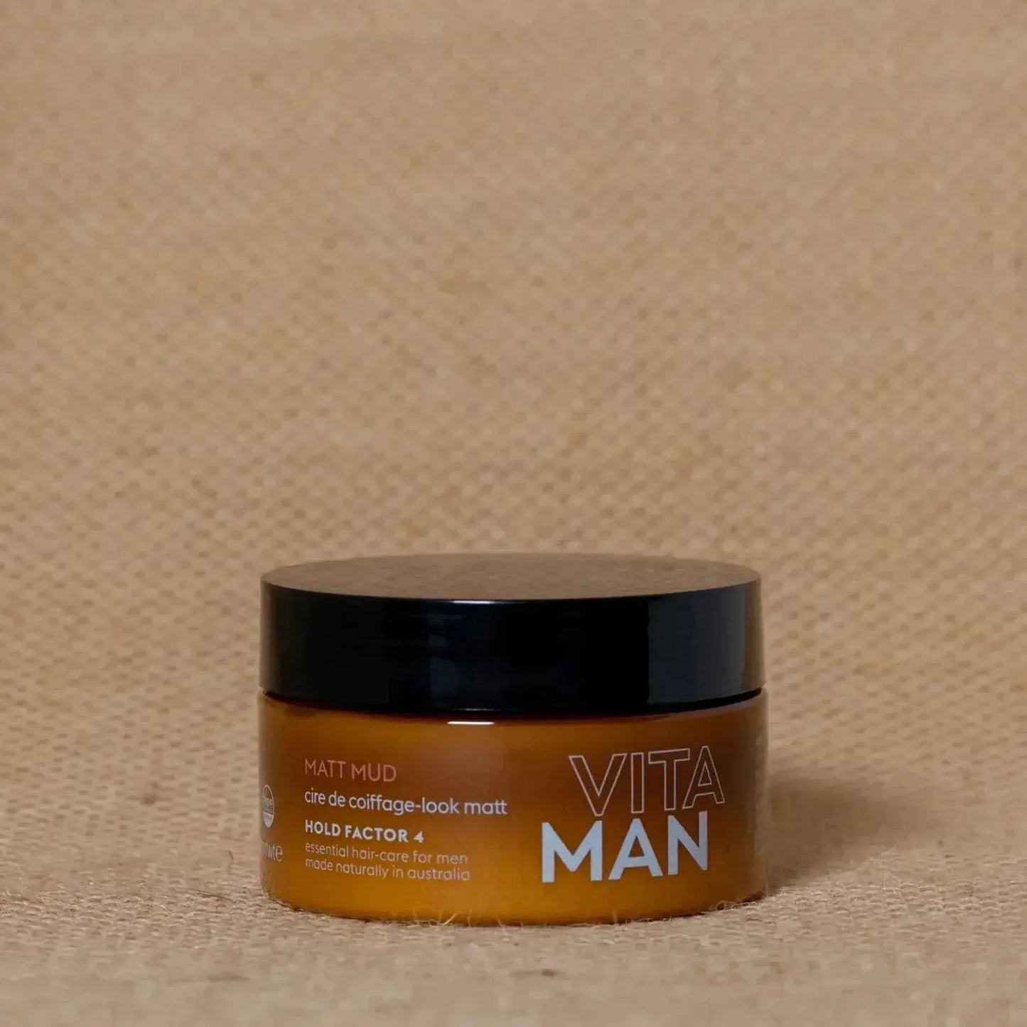 VITAMAN Australia Matt Mud Max Hold 100g hair styling clay with a natural finish and strong hold for textured, defined hairstyles.