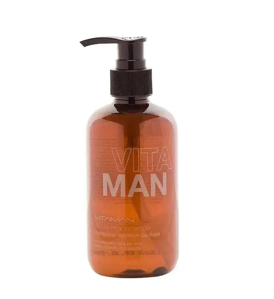 VITAMAN Australia Oil Control Shampoo for hair, 250ml bottle with black and white label and sleek design.