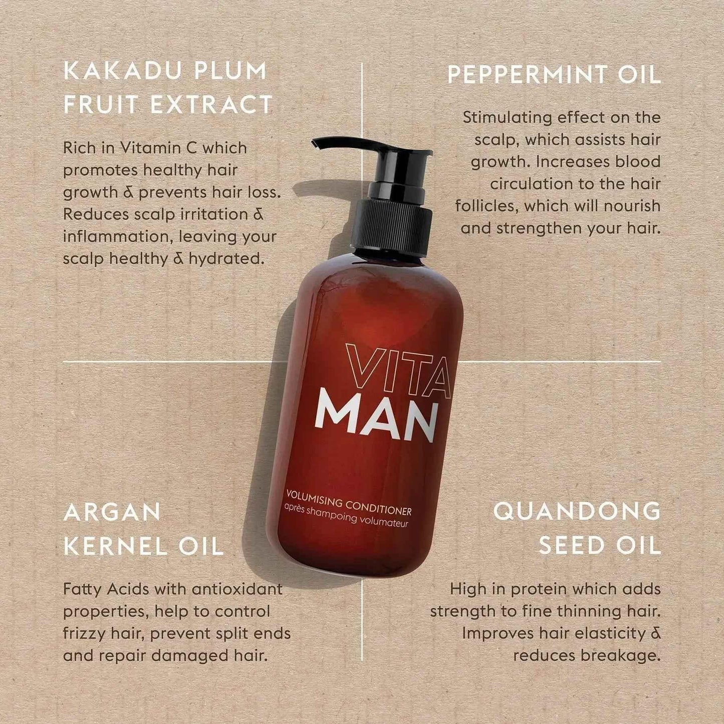 VITAMAN Australia volumising hair conditioner bottle, 250ml, showing the product label and packaging.
