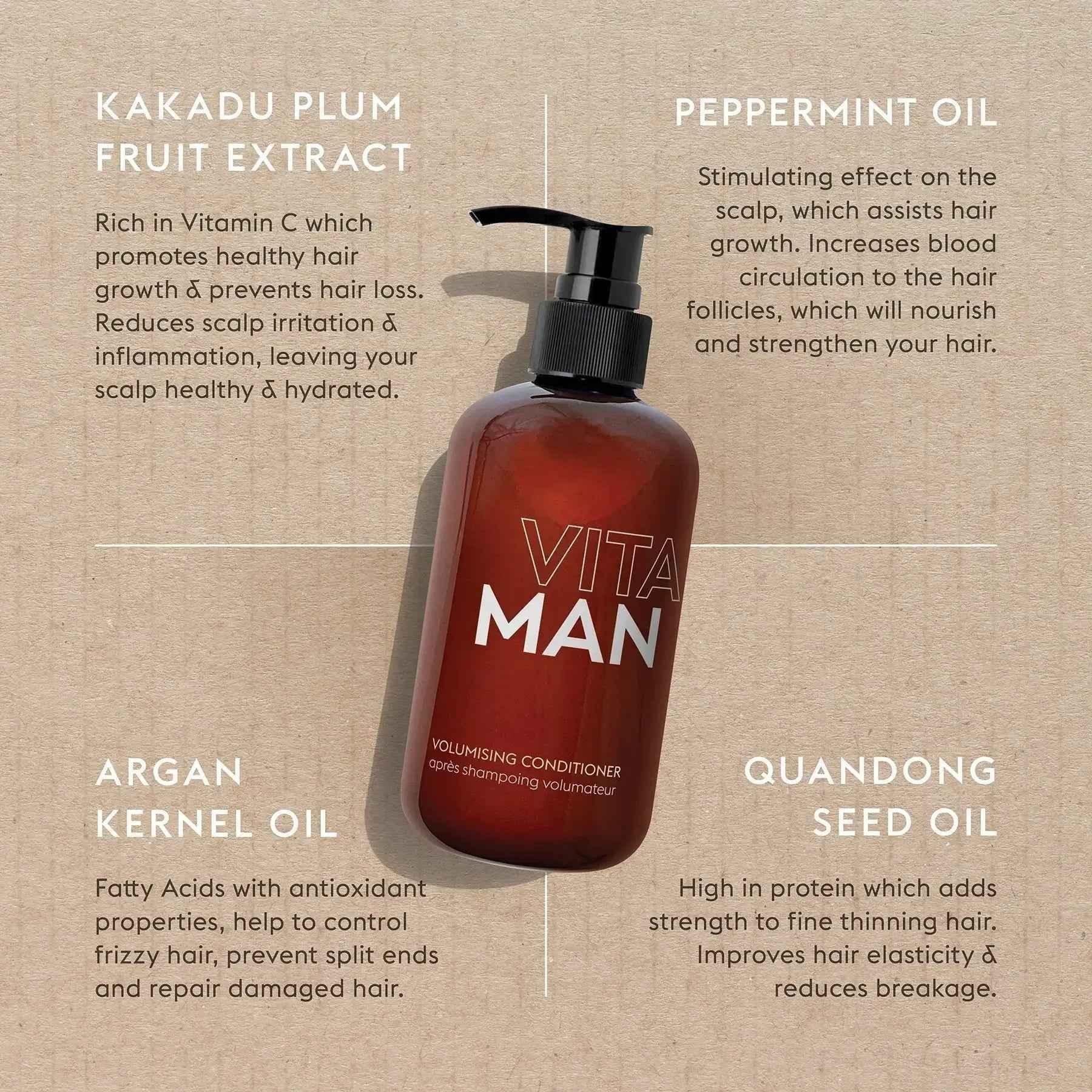 VITAMAN Australia volumising hair conditioner bottle, 250ml, showing the product label and packaging.