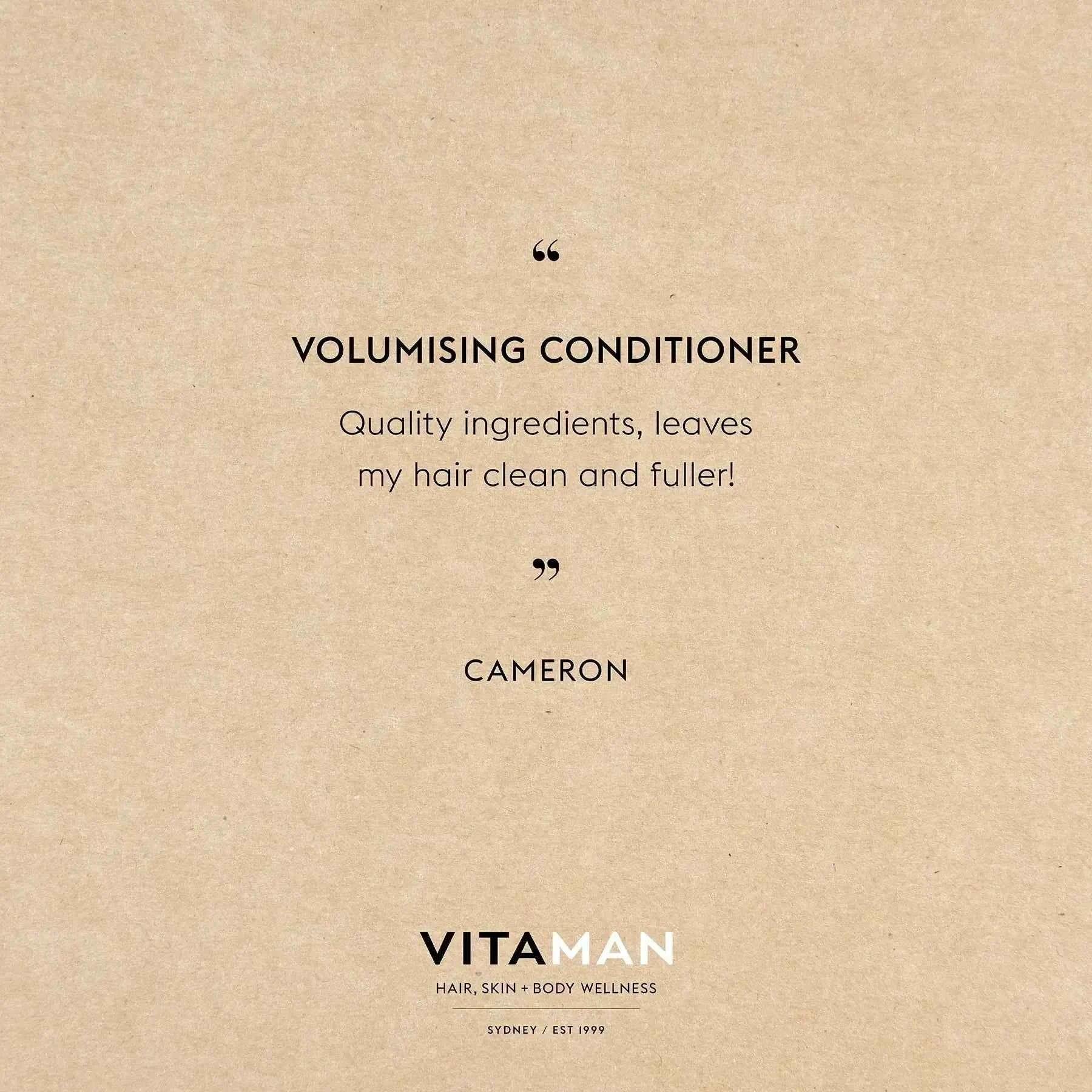 VITAMAN Australia volumising hair conditioner 250ml bottle with a sleek design for adding volume to hair.