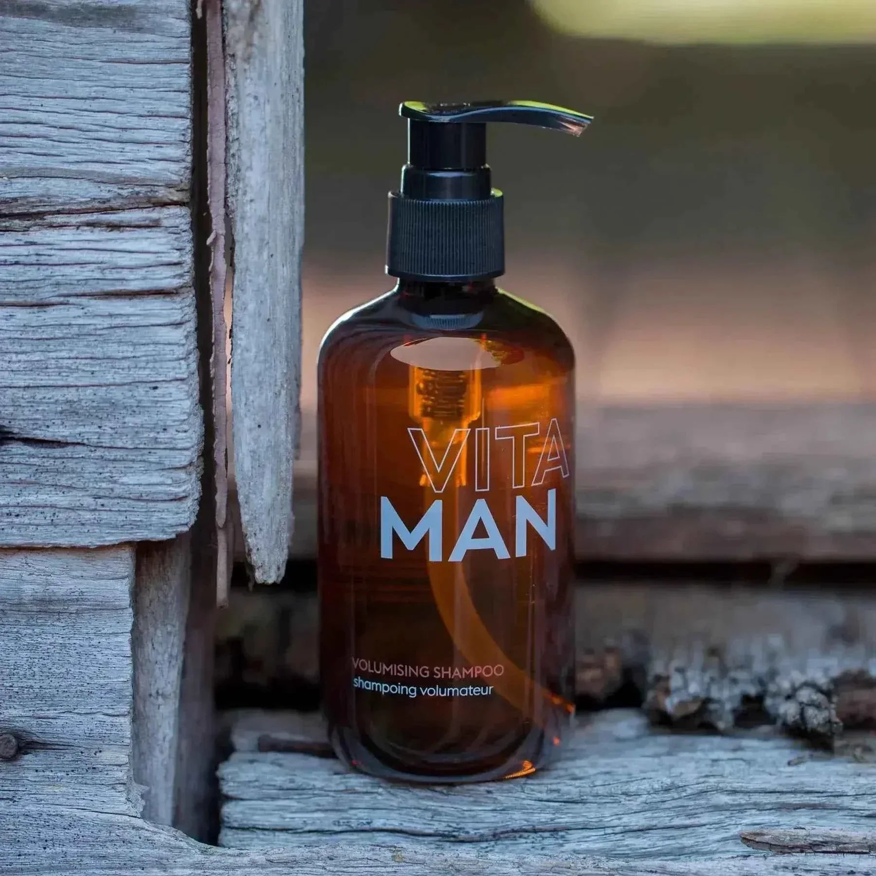VITAMAN Australia volumizing shampoo in 250ml bottle, designed to add fullness and thickness to hair.