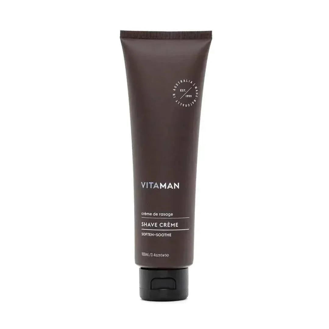 VITAMAN Australia shave cream in a 150ml tube, designed for beard and facial hair care, with a smooth, creamy texture.
