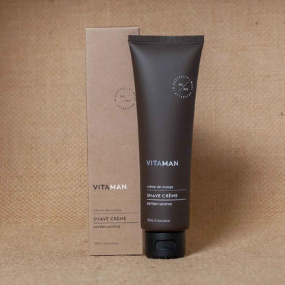 VITAMAN Australia Shave & Beard Care Shave Creme 150ml tube with creamy texture for smooth shaving.