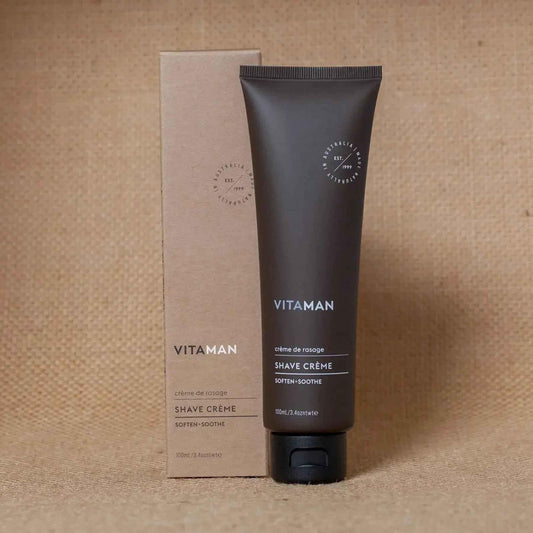 VITAMAN Australia Shave & Beard Care Shave Creme 150ml tube with creamy texture for smooth shaving.