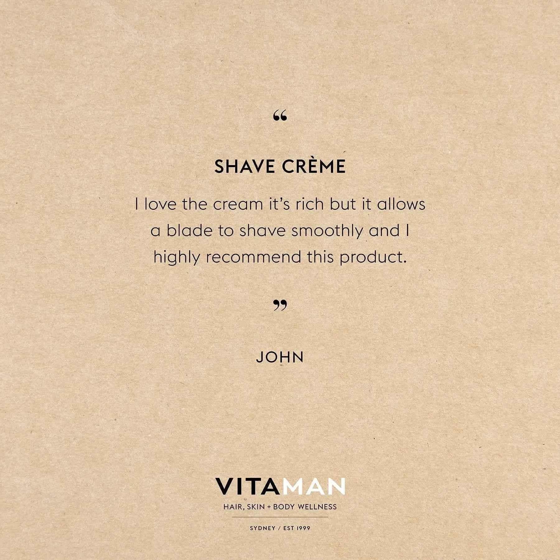 VITAMAN Australia shave and beard care shave creme in a 150ml jar, creamy texture for smooth shaving.