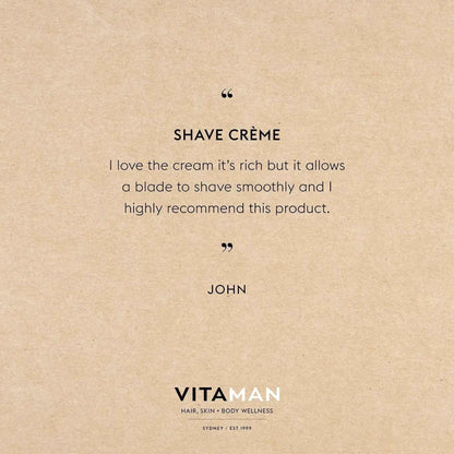 VITAMAN Australia shave and beard care shave creme in a 150ml jar, creamy texture for smooth shaving.