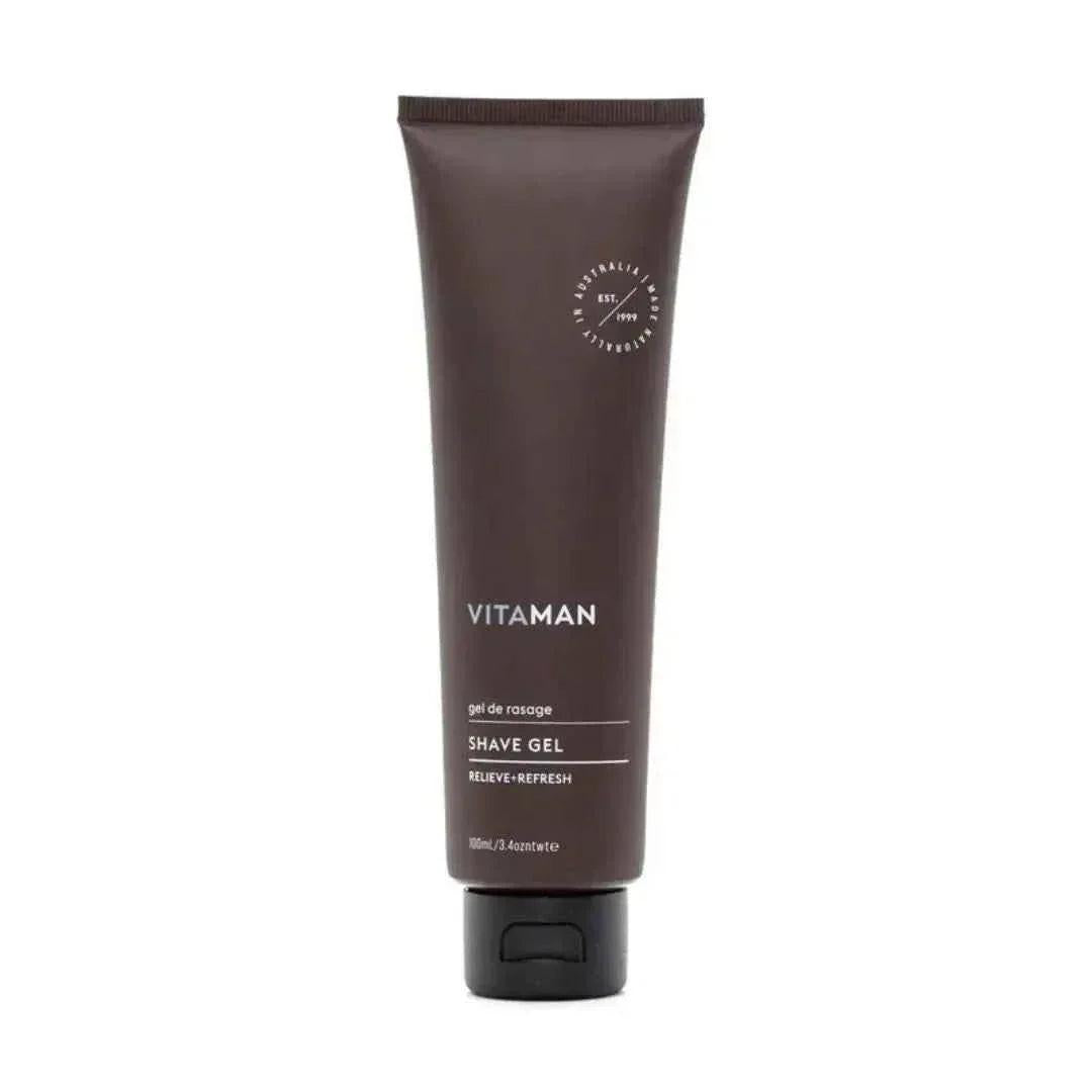 VITAMAN Australia shave gel for beard care, smooth and soothe skin during shaving, visible in the image.