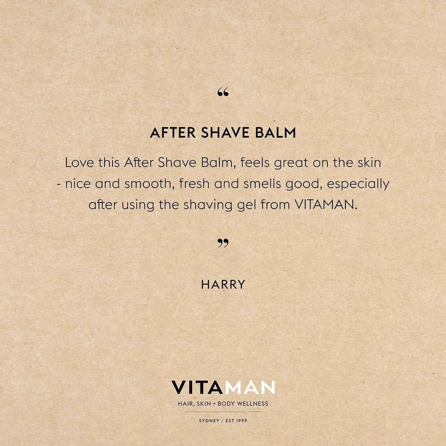 VITAMAN Australia men's after shave balm in a sleek container, part of skincare routine for revitalized, refreshed skin.