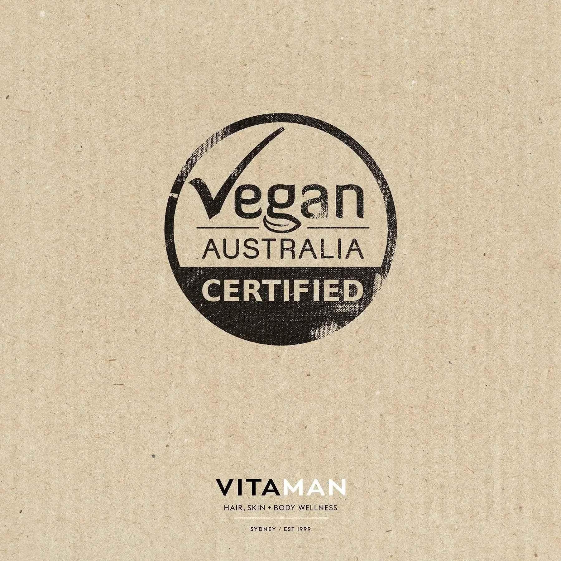 VITAMAN Australia after shave balm for men, soothing men's skincare with a creamy texture and masculine packaging.