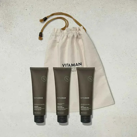 VITAMAN Australia Body Fit Essentials Kit featuring skincare products for body care and fitness support.