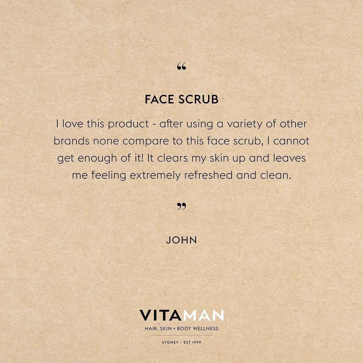 VITAMAN Australia face scrub in a skincare jar, showing the textured exfoliating product for clean, refreshed skin.