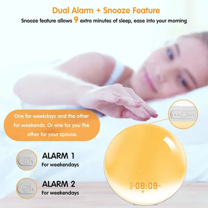 Wake-Up Light Alarm Clock – Sunrise/Sunset Simulation Habicare