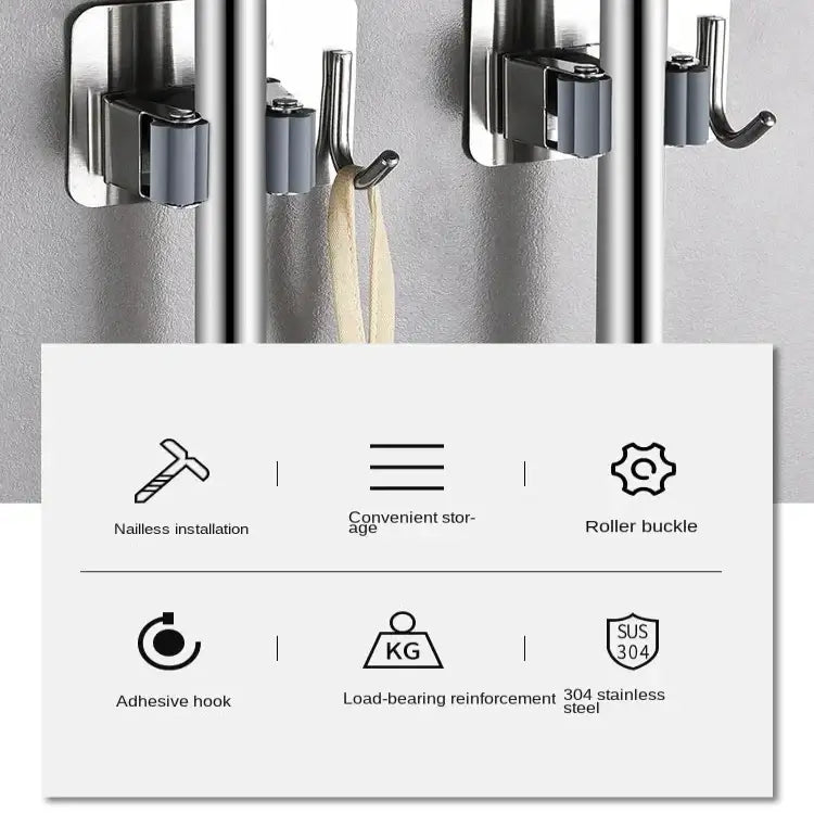 Wall-Mount Mop & Broom Holder Habicare
