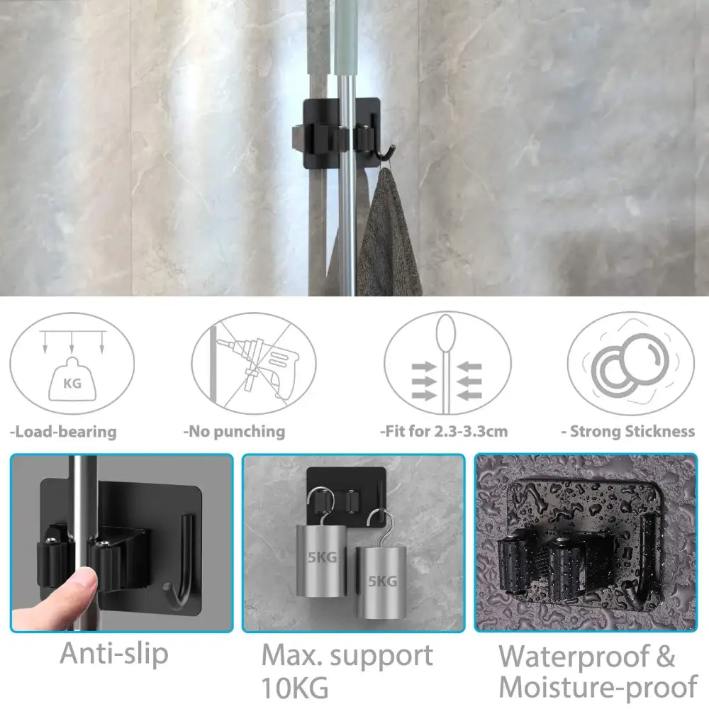 Wall-Mount Mop & Broom Holder Habicare