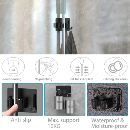 Wall-Mount Mop & Broom Holder Habicare