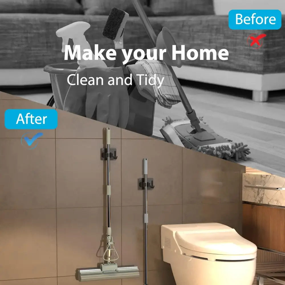 Wall-Mount Mop & Broom Holder Habicare