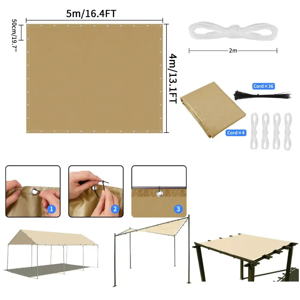 Waterproof Sunshade Sail – Square & Rectangle (4 colours available) Habicare