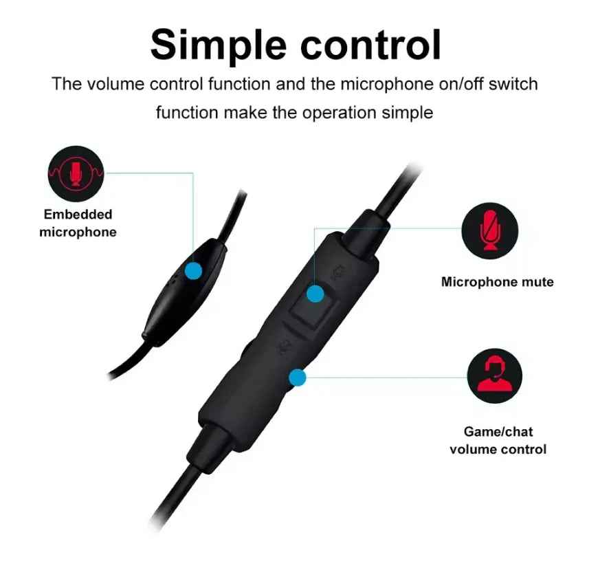 Wired Gaming Headset with Microphone & Volume Control