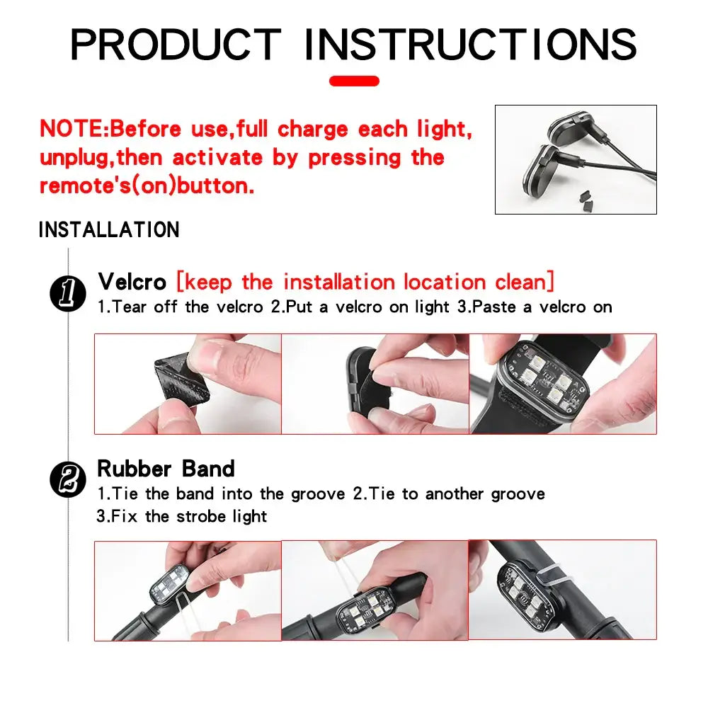 Wireless LED Strobe Lights – 8-Color Rechargeable Anti-Collision Warning Lights Habicare