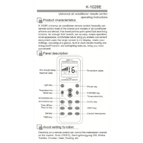 Wireless Remote Control (Heat Pump / AC Unit) Habicare