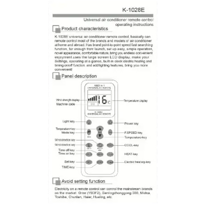 Wireless Remote Control (Heat Pump / AC Unit) Habicare