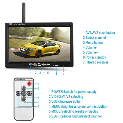 Wireless Reverse Camera Kit – 7" Monitor for Trucks, Buses & RVs with IR Night Vision Habicare