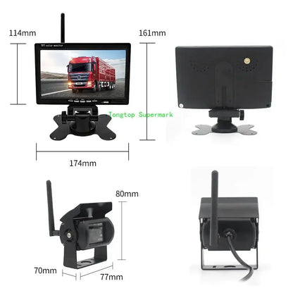 Wireless Reverse Camera Kit – 7" Monitor for Trucks, Buses & RVs with IR Night Vision Habicare