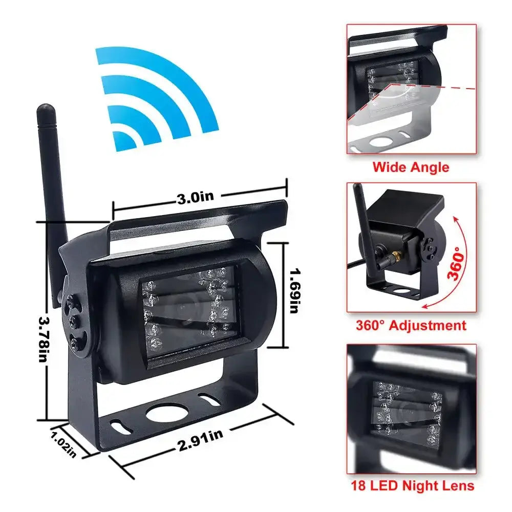 Wireless Reverse Camera Kit – 7" Monitor for Trucks, Buses & RVs with IR Night Vision Habicare