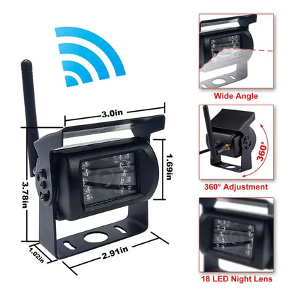 Wireless Reverse Camera Kit – 7" Monitor for Trucks, Buses & RVs with IR Night Vision Habicare
