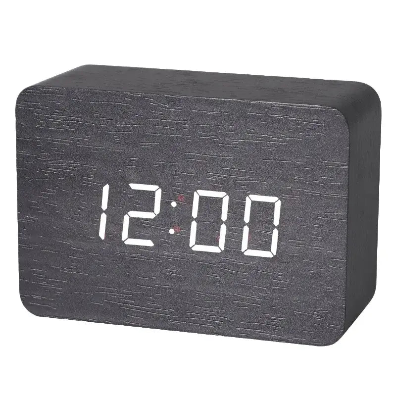 Wooden LED Digital Alarm Clock with Temperature Display & Night Light (4 colours available) Habicare