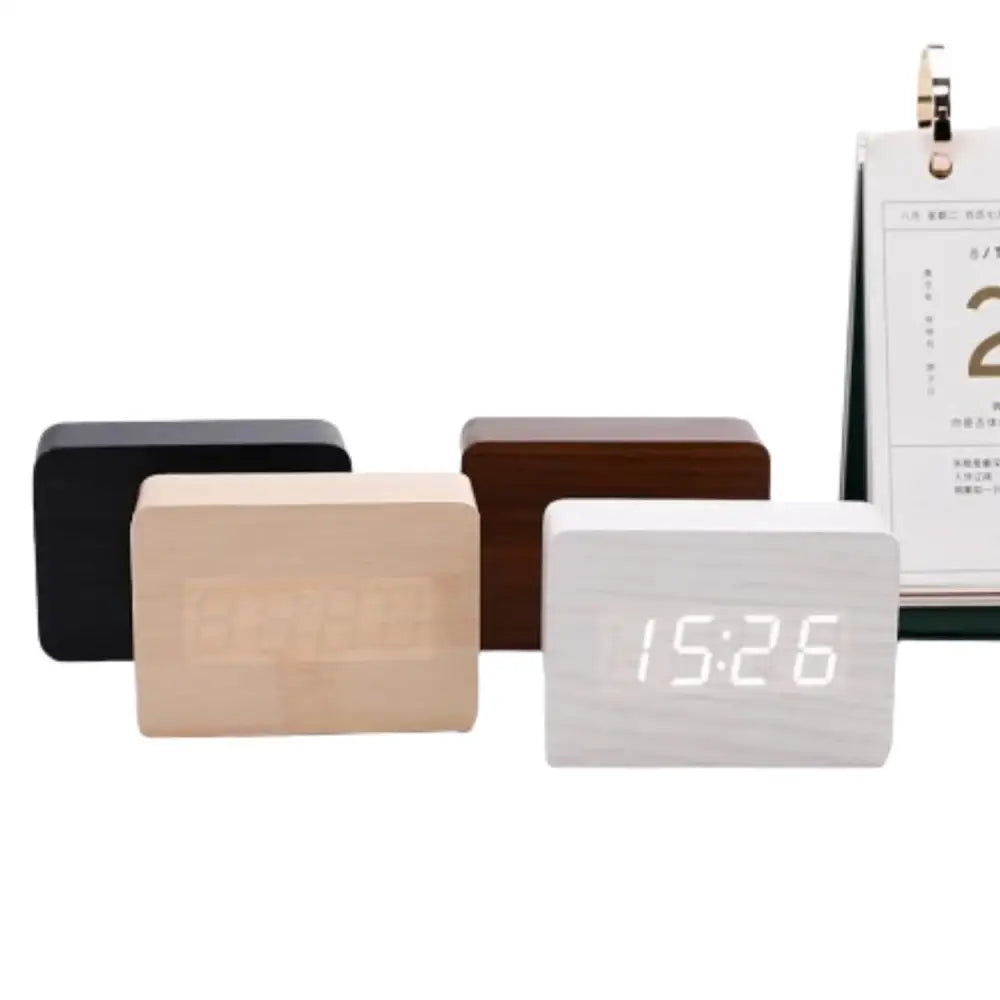 Wooden LED Digital Alarm Clock with Temperature Display & Night Light (4 colours available) Habicare