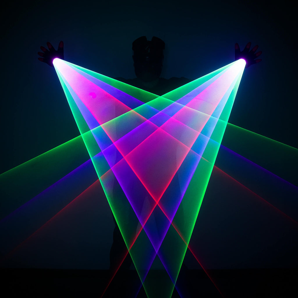 X12 Iron Style Swirl Laser Gloves Red Green 650 532 nm DJ Clubs KTV-4