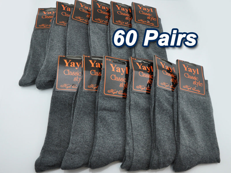 WHOLESALE - (60 Pairs) Business Socks Crew Socks Men's Grey Dress Socks dealonline.co.nz