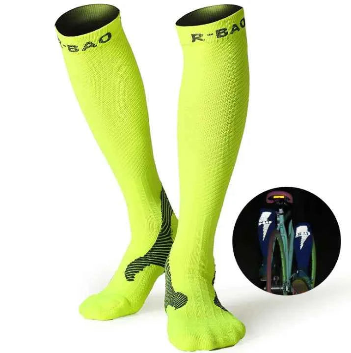 Professional Long Compression Socks for Running and Cycling - 72% Nylon Athletic Support
