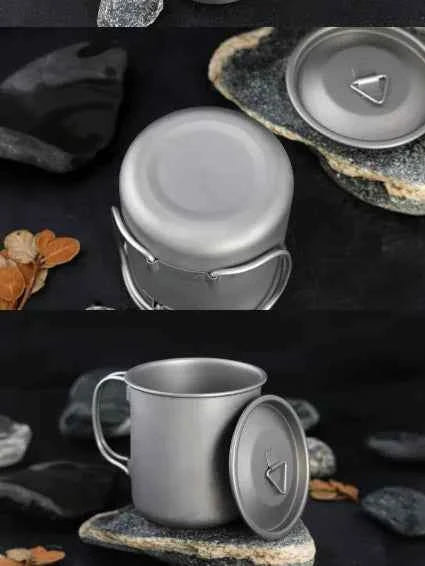 Titanium Folding Cup for Camping - Collapsible Travel Mug with Lid | Ultralight Outdoor Drinkware