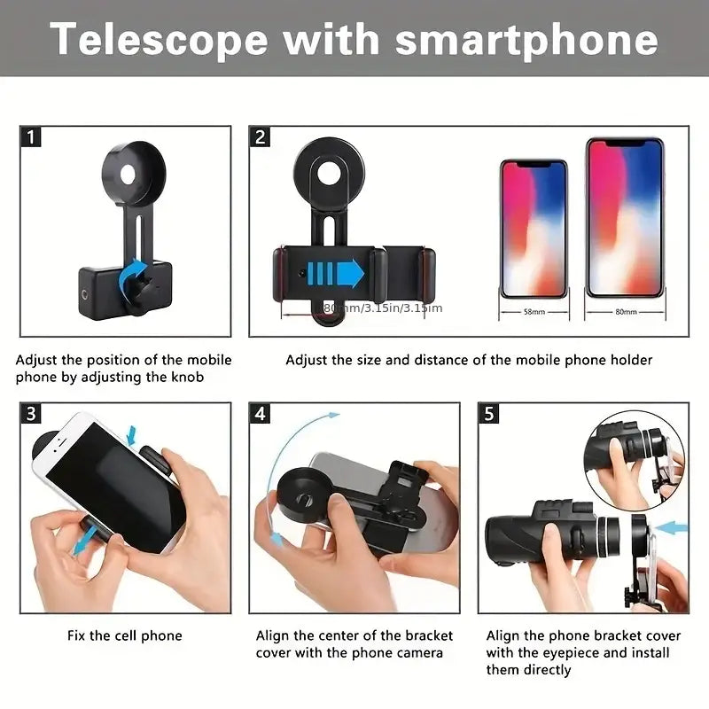 Zoom Monocular Telescope with Tripod & Phone Clip Habicare