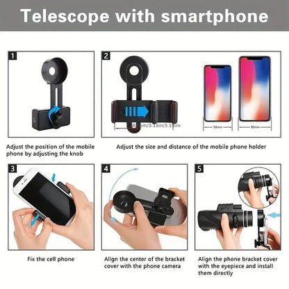 Zoom Monocular Telescope with Tripod & Phone Clip Habicare
